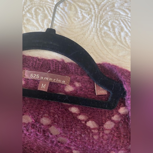 525 AMERICA Cropped Maroon Mohair + Wool Shrug Sweater. - Picture 5 of 7